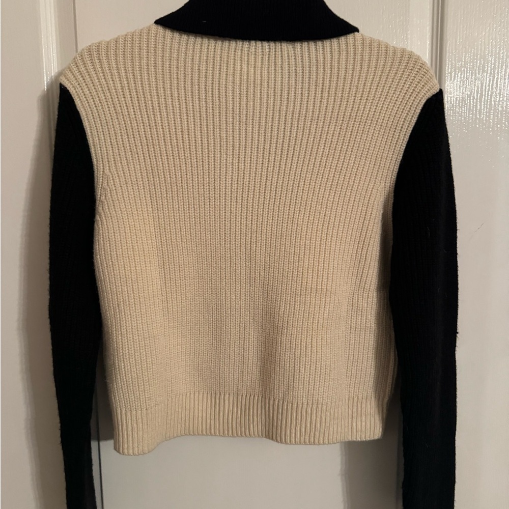Zara Color Block Cream And Black Button Down Swea… - image 6